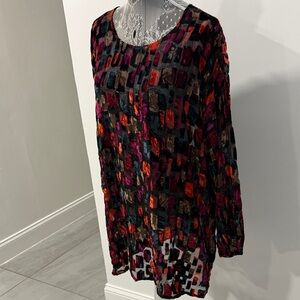 J. Jill Multicolor Floral Top - Pink, Black, Cream